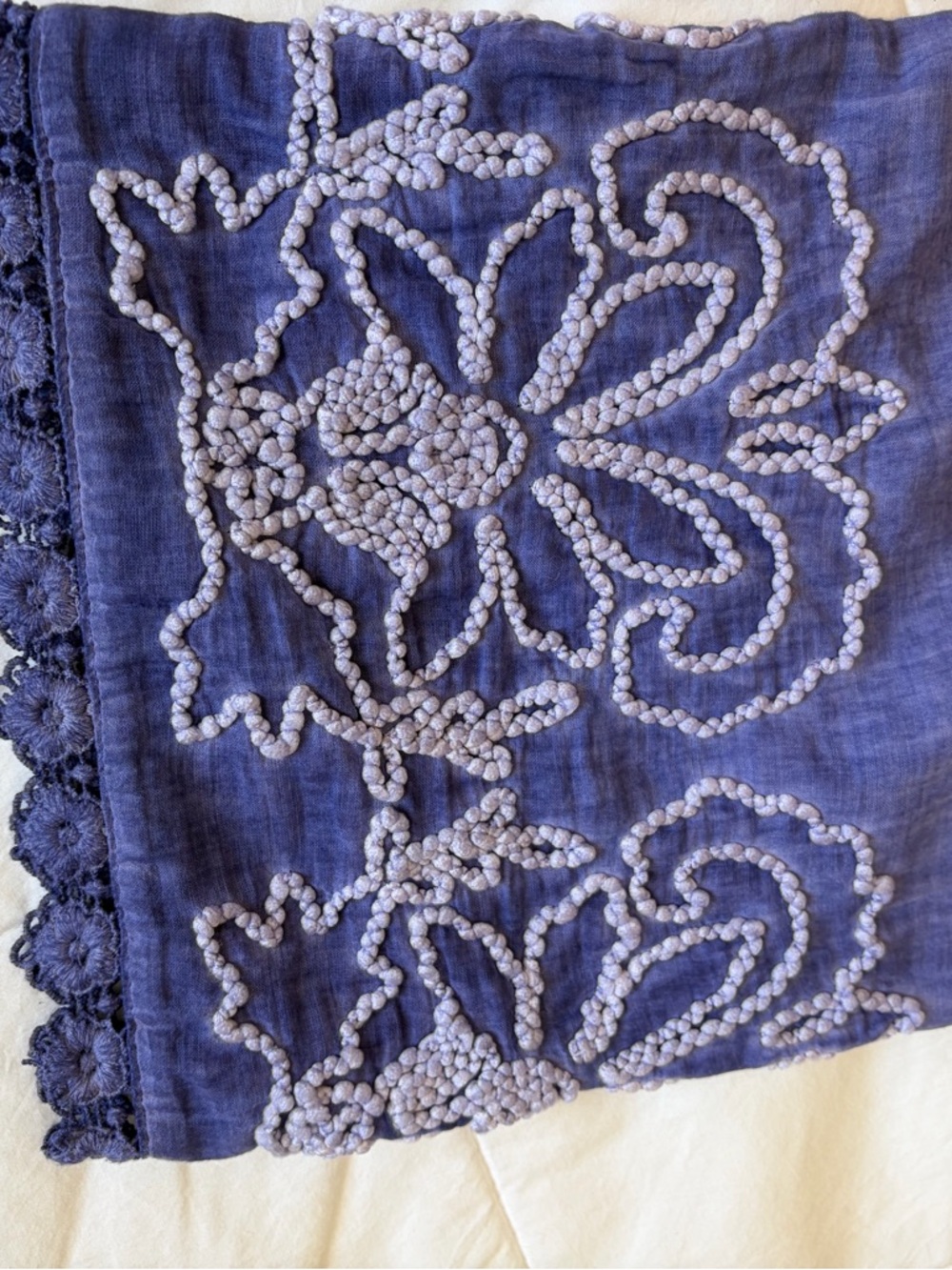 Soft Surroundings Periwinkle Purple  Embroidered Kimono Topper - Picture 7 of 10